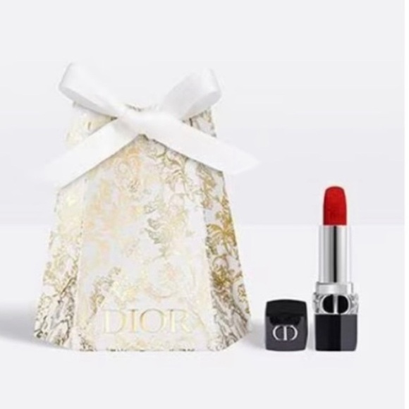 Dior Limited Edition Rouge Lipstick 999 Velvet Mini Deluxe with Holiday Gift Bag - Picture 1 of 3